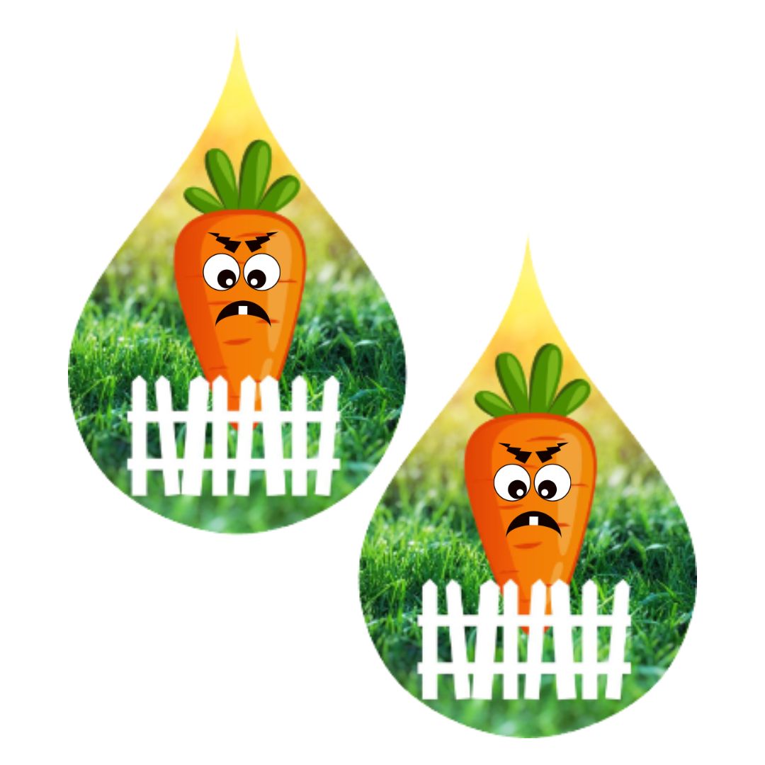 Pendientes de zanahoria espeluznantes - Pendientes colgantes de lágrima - ¡10 caras para elegir!