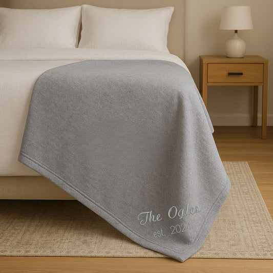 Family Blanket - Gildan® Heavy Blend™ Fleece Stadium Blanket - Engagement, Bridal, Wedding