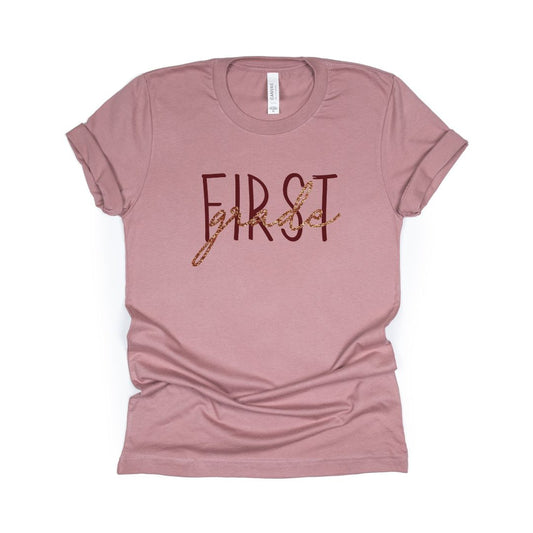 Grade T-shirts for teachers - Choose your Grade Level - "grade" in glitter script