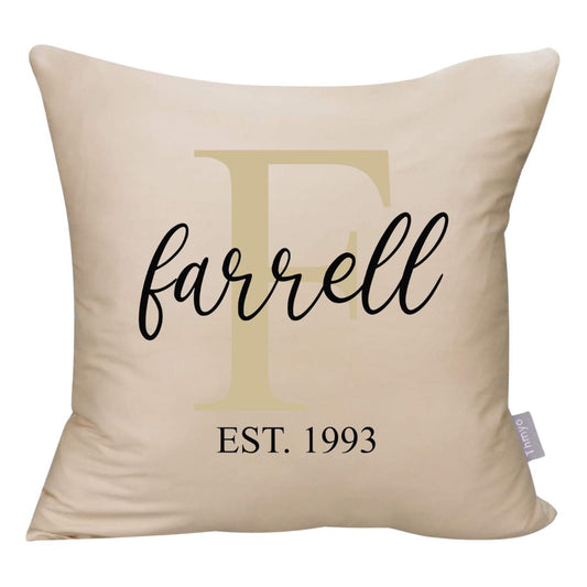 18 x 18 Custom Family Pillow Cover - Family Name and year established