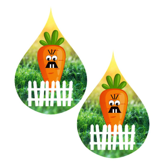 Spooky Orange Carrot Earrings - Teardrop dangle earrings - 10 Faces to choose from!