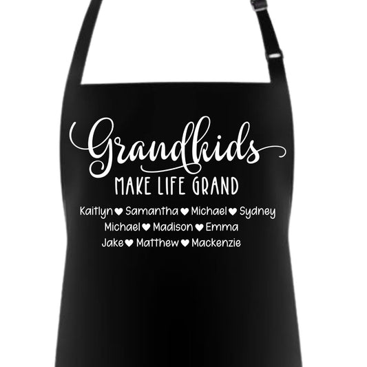 Grandkids Make Life Grand - Apron for Grandma - Customized with Grandkids' Names