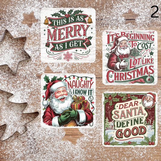 Festive & Funny Christmas Coasters - MDF with cork backing