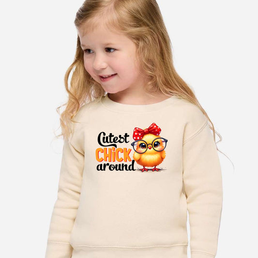 Cutest Chick Around - Fleece crewneck for infants and toddlers