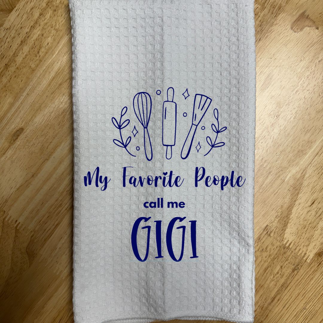 Waffle weave microfiber hand/dish towel - Personalized with any name! Cute gift for Grandma!