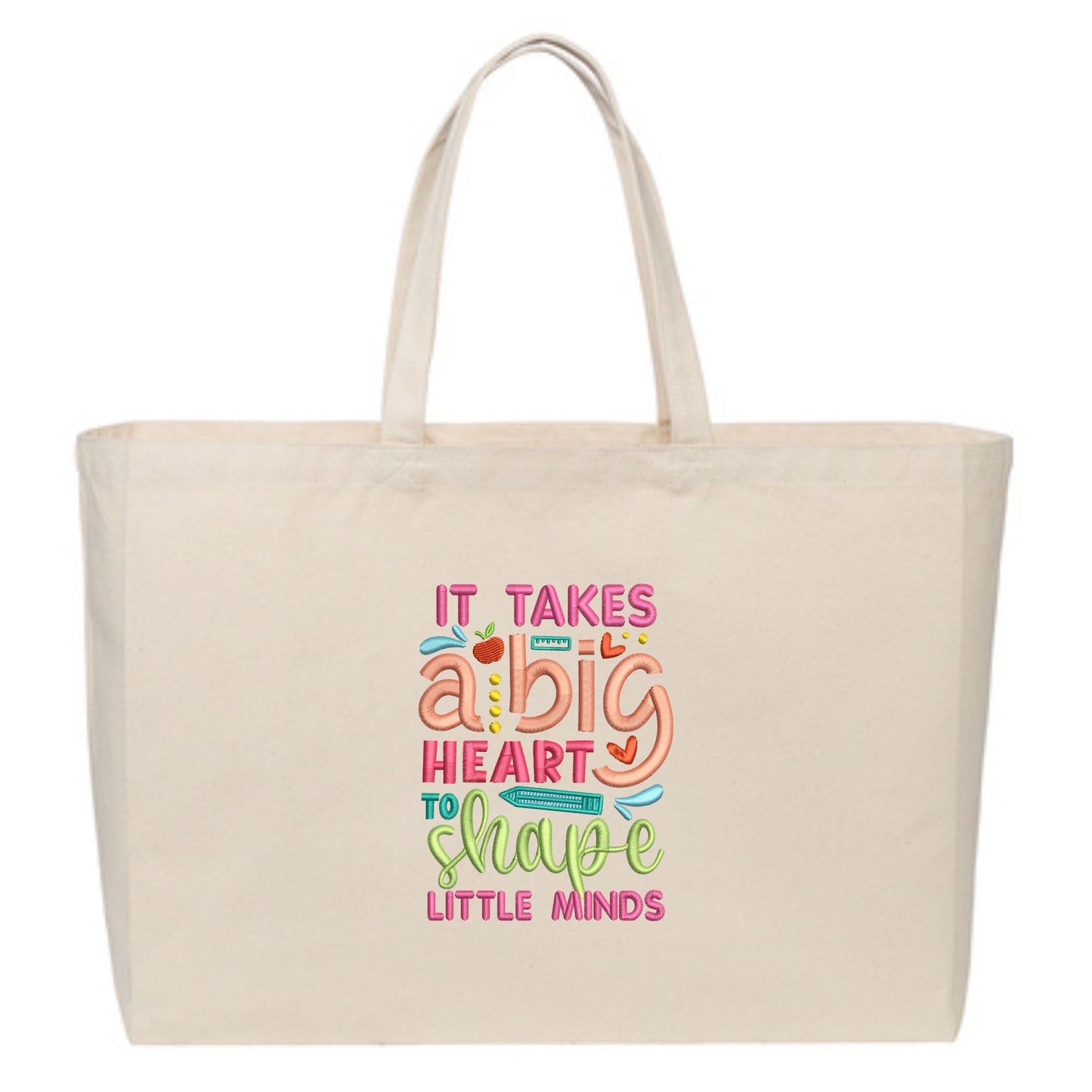 Teacher Themed Embroidered Port Authority® Cotton Canvas Jumbo Tote
