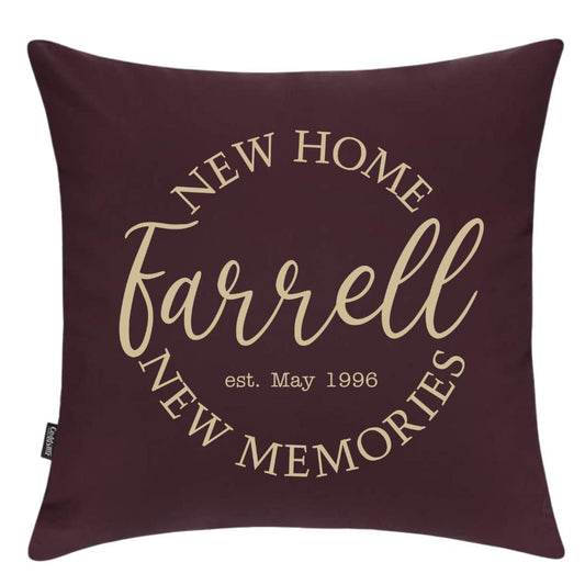 New Home, New Memories - 18 x 18 Custom Pillow Cover - House Warming Gift