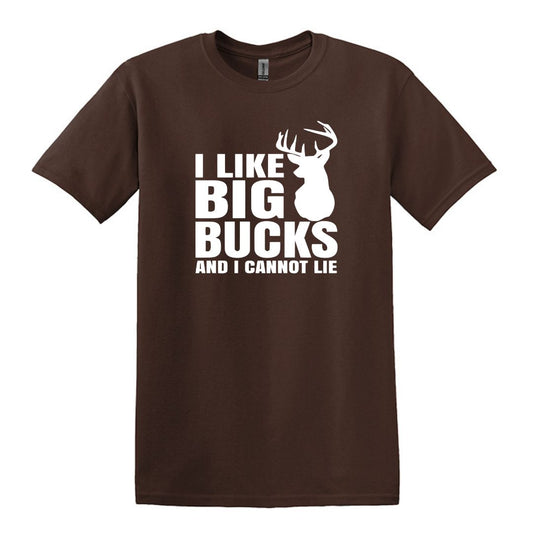 I LIKE BIG BUCKS - Deer Hunting Humor T-shirt - Gildan Adult Unisex Heavy Cotton