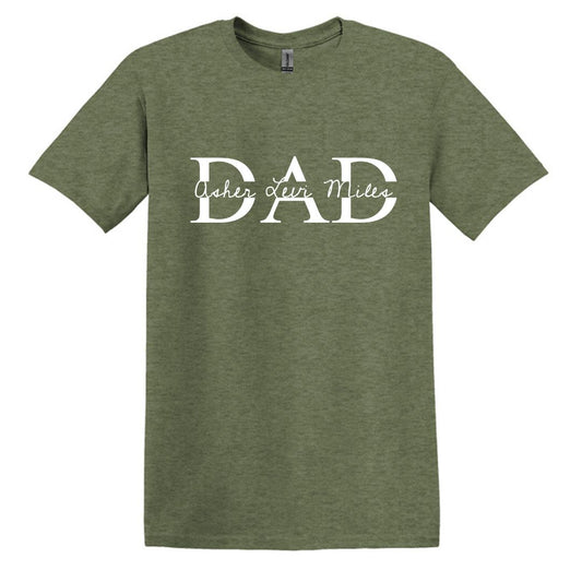 DAD t-shirt personalized with kid's names - Adult Unisex Soft Style T-shirt