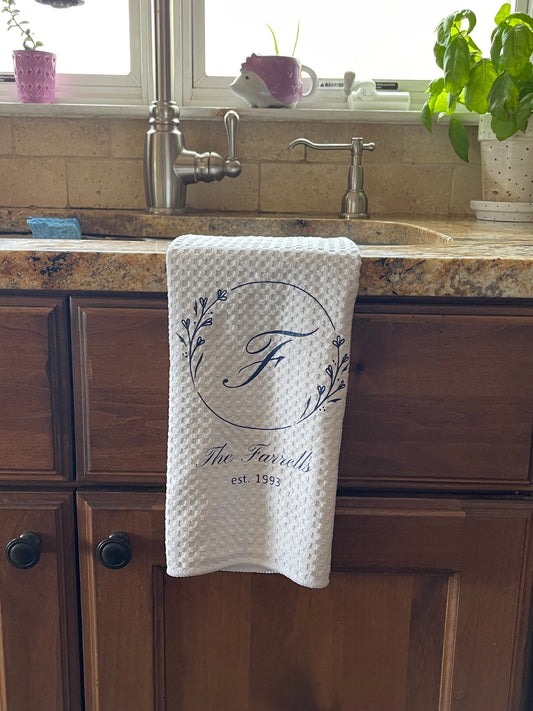 monogram dish towel kitchen wedding or bridal gift