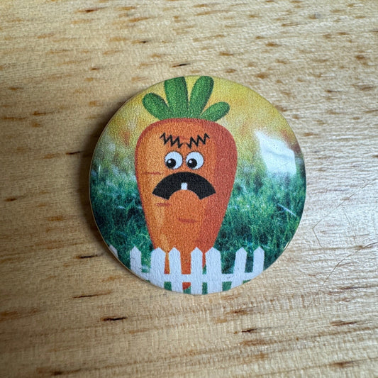 Spooky Carrot Themed Pin Back Buttons - Available in 3 different sizes