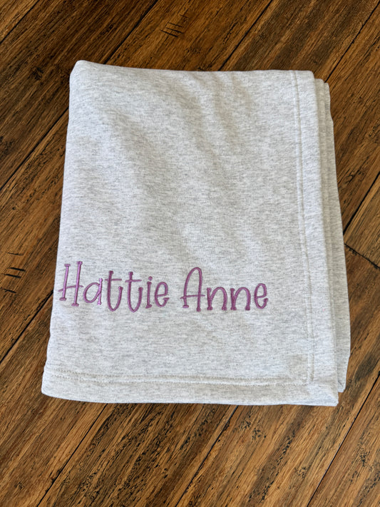 Personalized Sweatshirt Blanket - Embroidered with name - 50" x 60"