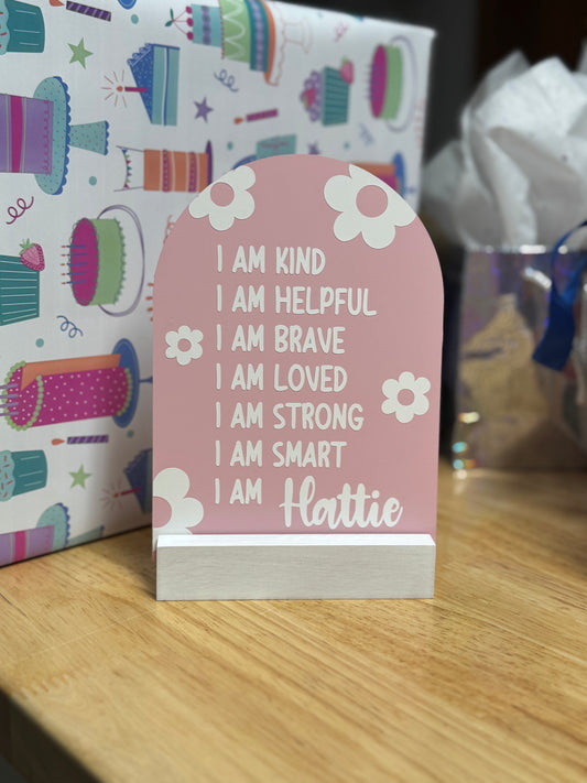 Inspirational Kids Room Decor – 5x7 Personalized Name Sign with Stand