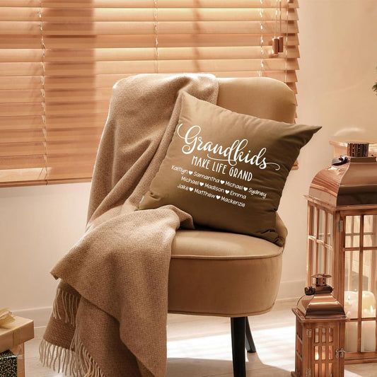 Grandkids Make Life Grand - 18" x 18" Personalized Pillow Cover