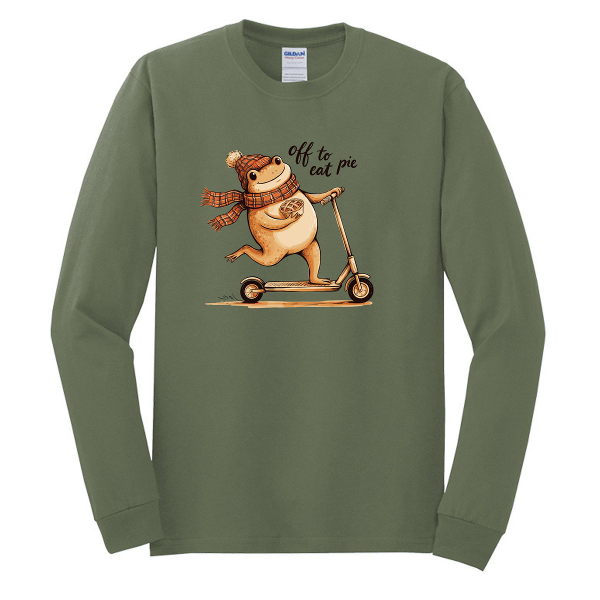 Off To Eat Pie - Fun Meme Design | Gildan® Heavy Cotton™ 100% Cotton Long Sleeve T-Shirt