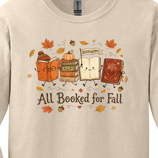 All Booked for Fall - Fun Doodle Design | Gildan® Heavy Cotton⢠100% Cotton Long Sleeve T-Shirt