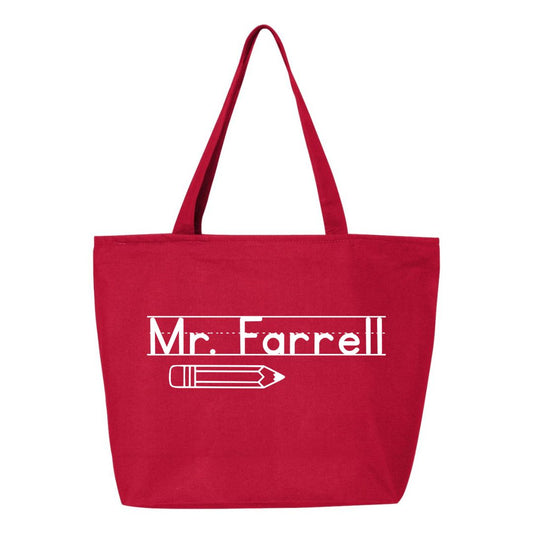 Canvas Teacher Zippered Tote - 25L - Personalized with Teacher's Name!