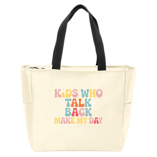SLP - Kids Who Talk Back Make My Day - Port Authority® Essential Zip Tote
