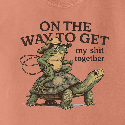On the way to get my Shit Together - Funny Frog & Turtle Comfort Colors ® Heavyweight Ring Spun T-shirt