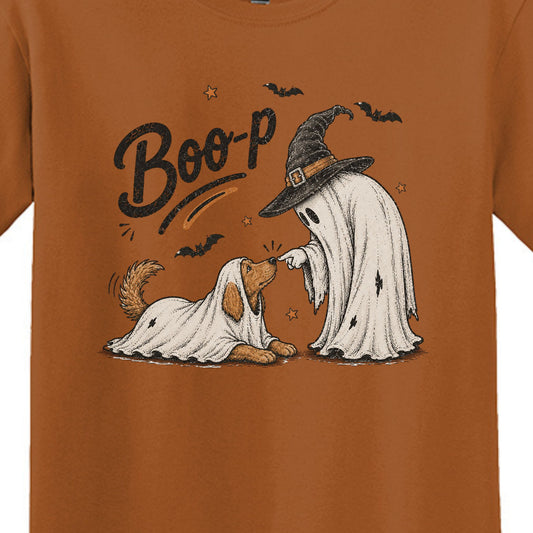 BOO-P! - Adorable Ghost and Dog Heavy Cotton Unisex T-shirt