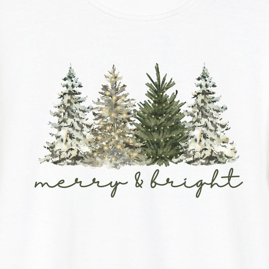 Merry & Bright - Christmas Trees on Heavy Cotton Crewneck