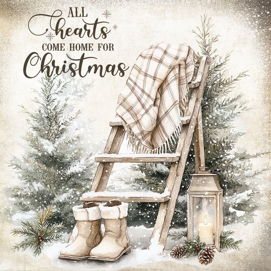 Golden Rustic Christmas - Set of 4 Square Coasters - MDF with cork backing