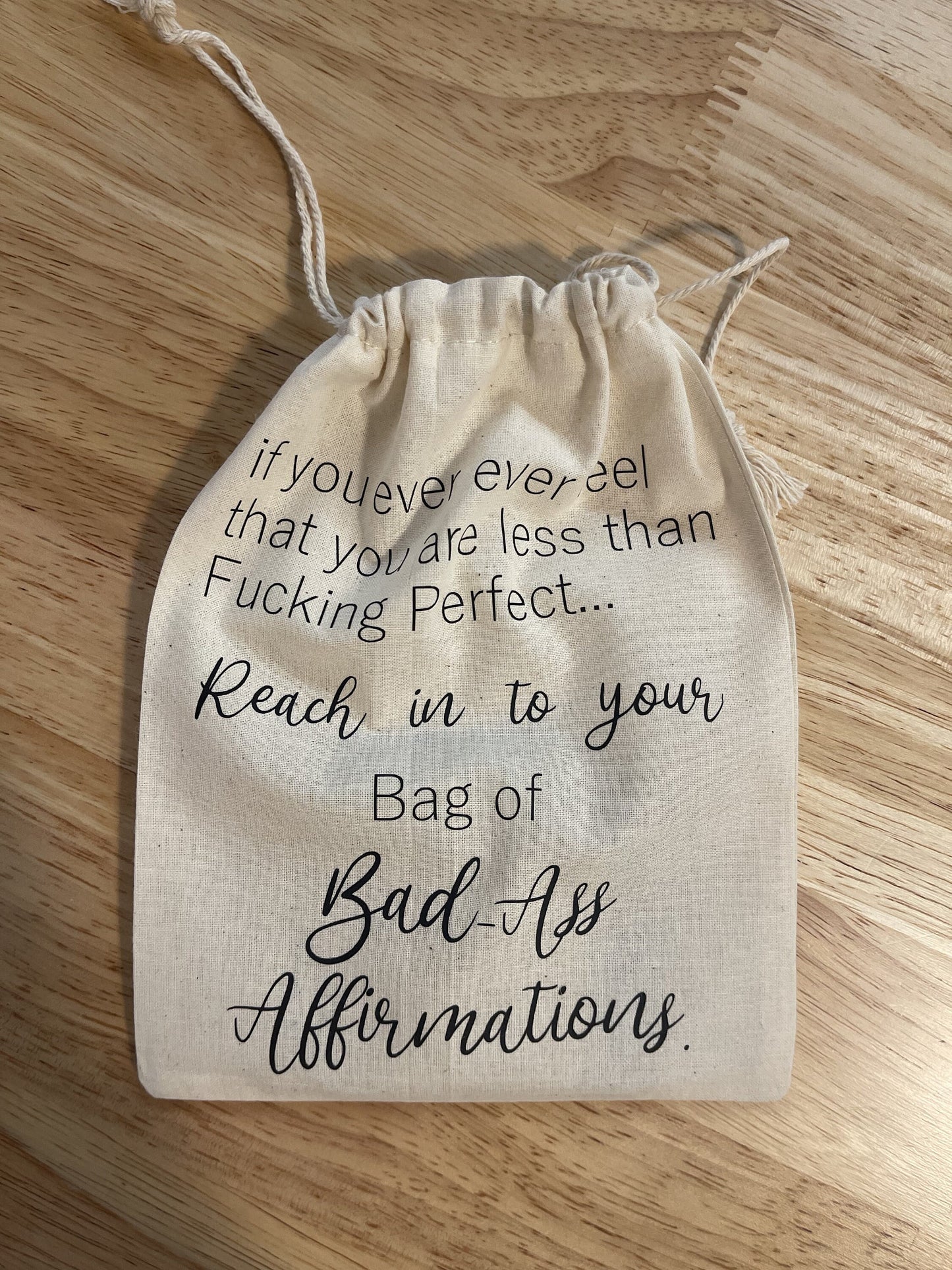 Sweary Affirmation Cards - Includes 24 confidence boosting cards in a cute cotton drawstring bag!