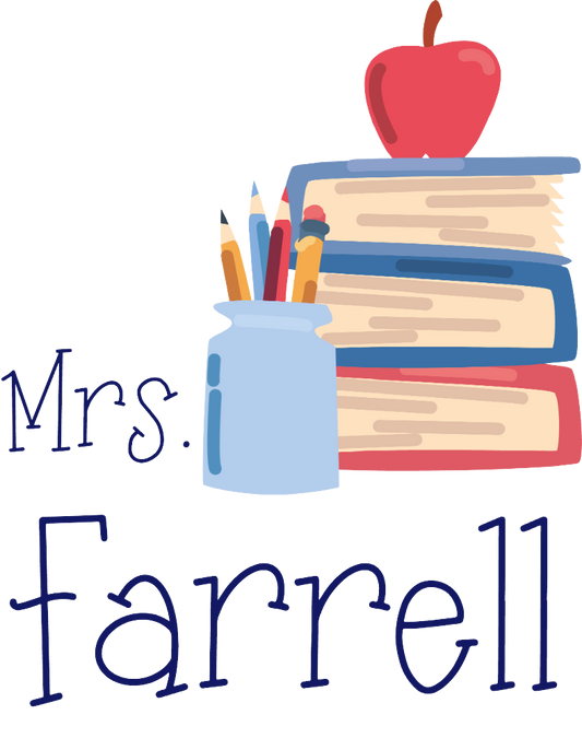 Camiseta del PROFESOR - Lindo logotipo en el pecho de libros - ¡Personalizado con el nombre del maestro!