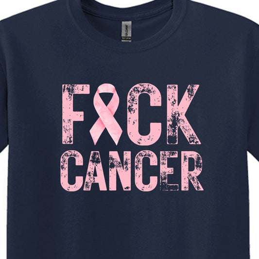 F🎗️CK CANCER - Distressed Artwork Breast Cancer Awareness Gildan Softstyle T-shirt