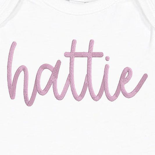 Faux Embroidery Baby Name - Infant Long Sleeve Bodysuit