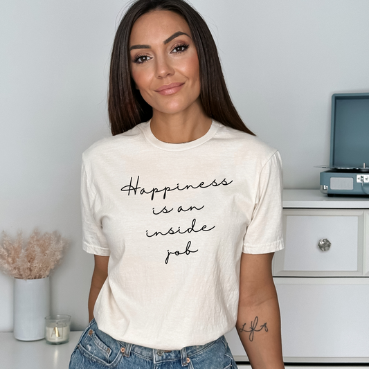 Le bonheur est un travail intérieur - T-shirt unisexe doux et inspirant pour adultes