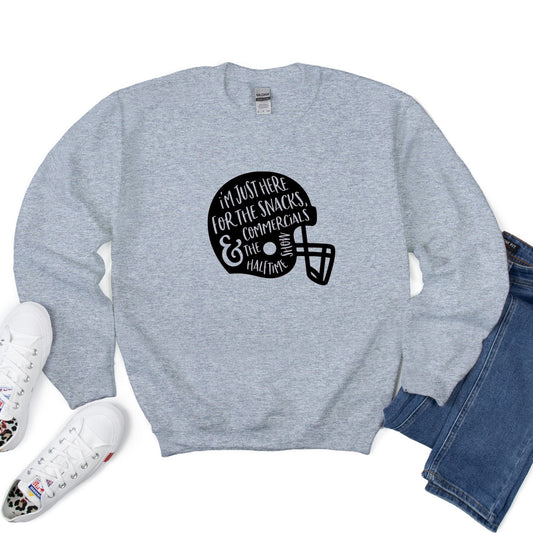 Sólo estoy aquí para los bocadillos, los comerciales y el espectáculo de entretiempo: camiseta o sudadera.