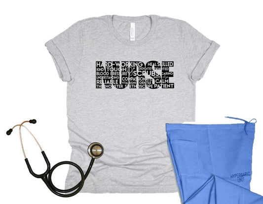 Nurse Word Art Tee