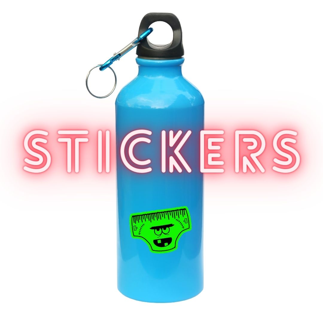 Creepy Underwear Sticker Bundle - Neon Green with Creepy Face - Permanent die cut laminated stickers