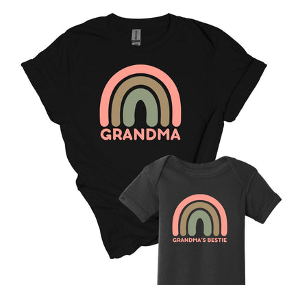 Grandma & Grandma's Bestie - Matching Boho Rainbow Tees