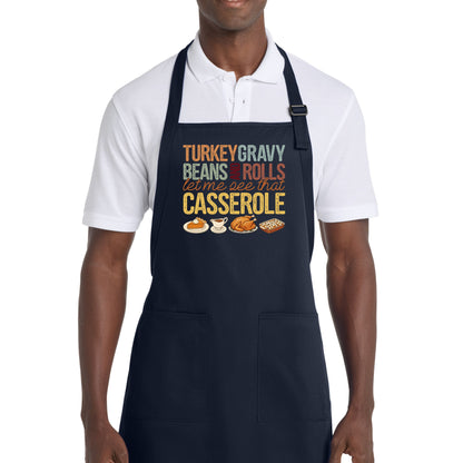 Turkey, Gravy, Beans & Rolls - Thanksgiving Port Authority® Full-Length Apron with Pockets