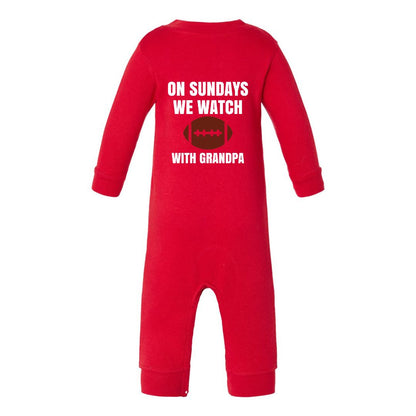 On Sundays we watch Football - Infant Romper - Available with Daddy or Grandpa