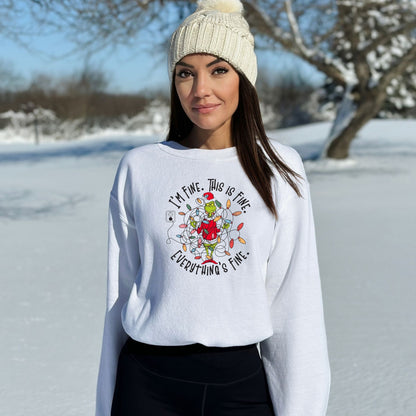I'm Fine. This is Fine.  Everything's Fine.  - Tangled Lights Christmas Sweatshirt