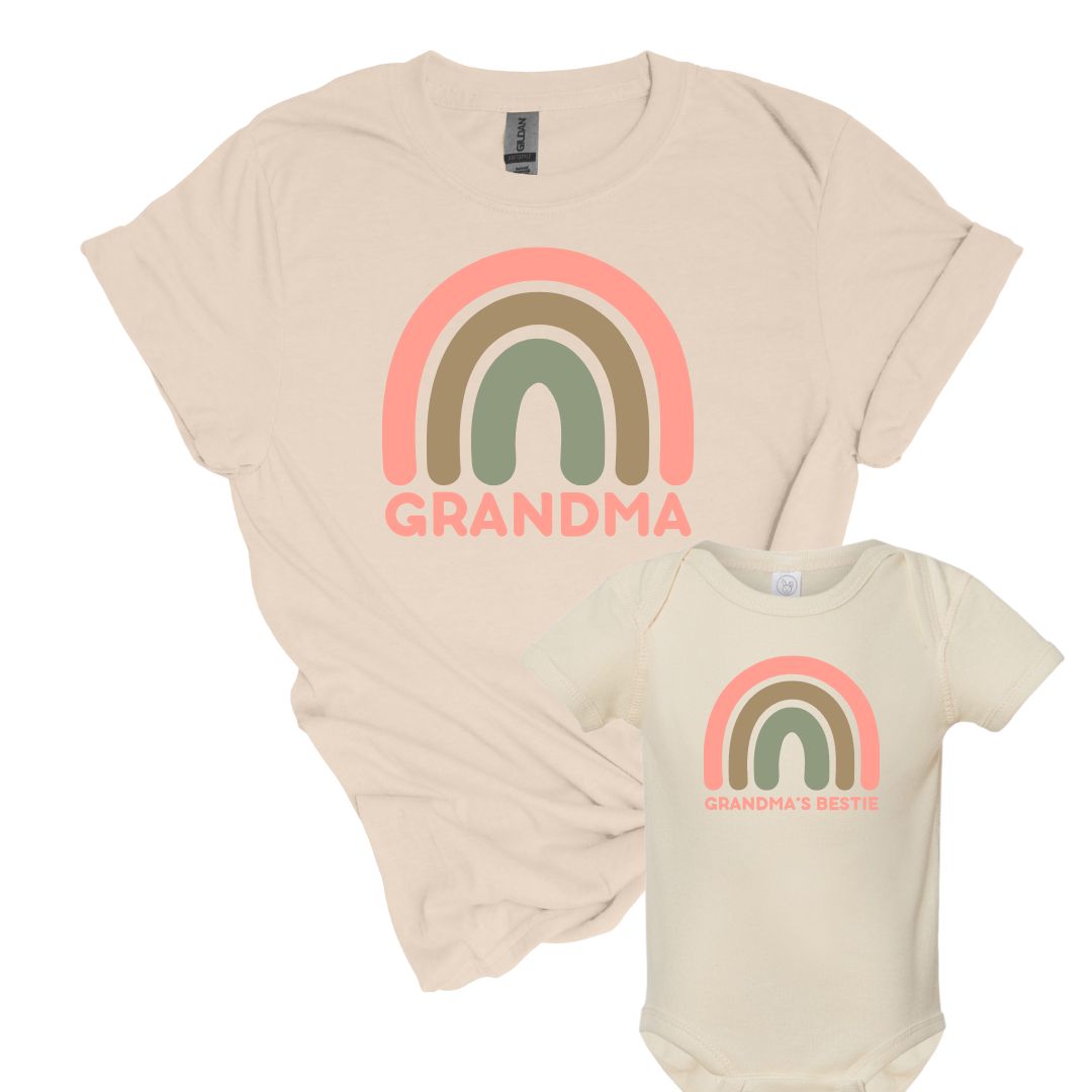 Grandma & Grandma's Bestie - Matching Boho Rainbow Tees