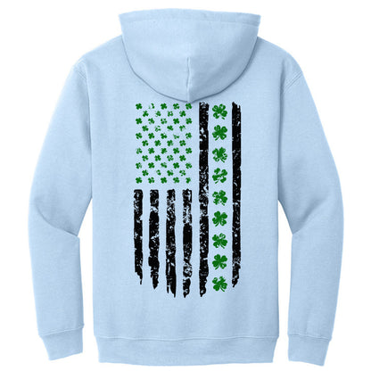 Shamrock Distressed American Flag - Gildan Heavy Blend Hoodie