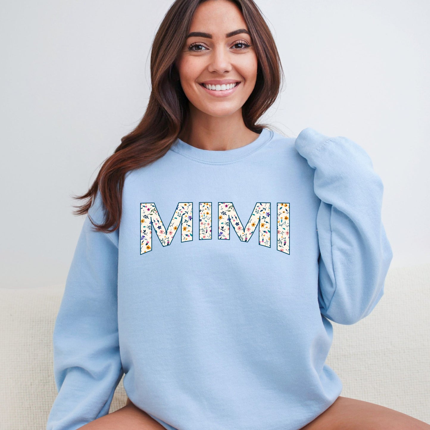 Tiny Flowers Heavy Blend Crewneck for Grandma - Choice of Name and Flowers