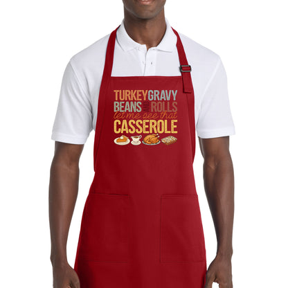 Turkey, Gravy, Beans & Rolls - Thanksgiving Port Authority® Full-Length Apron with Pockets