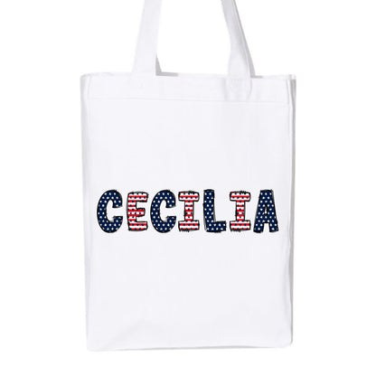 Patriotic Personalized Name Tote Bag