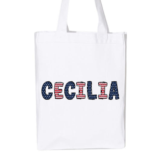 Patriotic Personalized Name Tote Bag