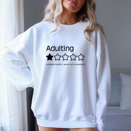 Revisión de Adulting 1 Star - Sudadera con cuello redondo