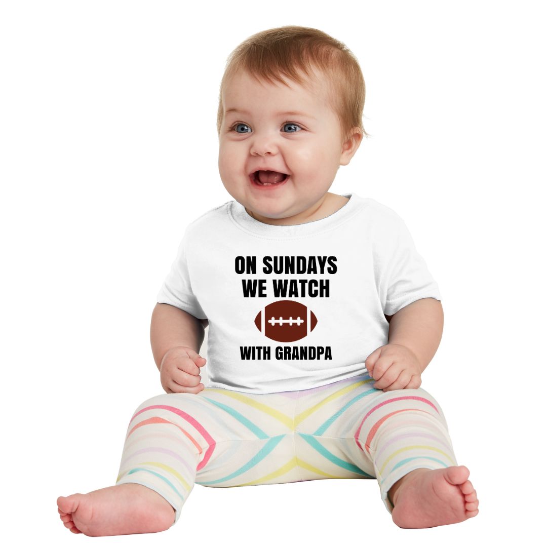 On Sundays we watch Football - Infant Tee - Available with Daddy or Grandpa