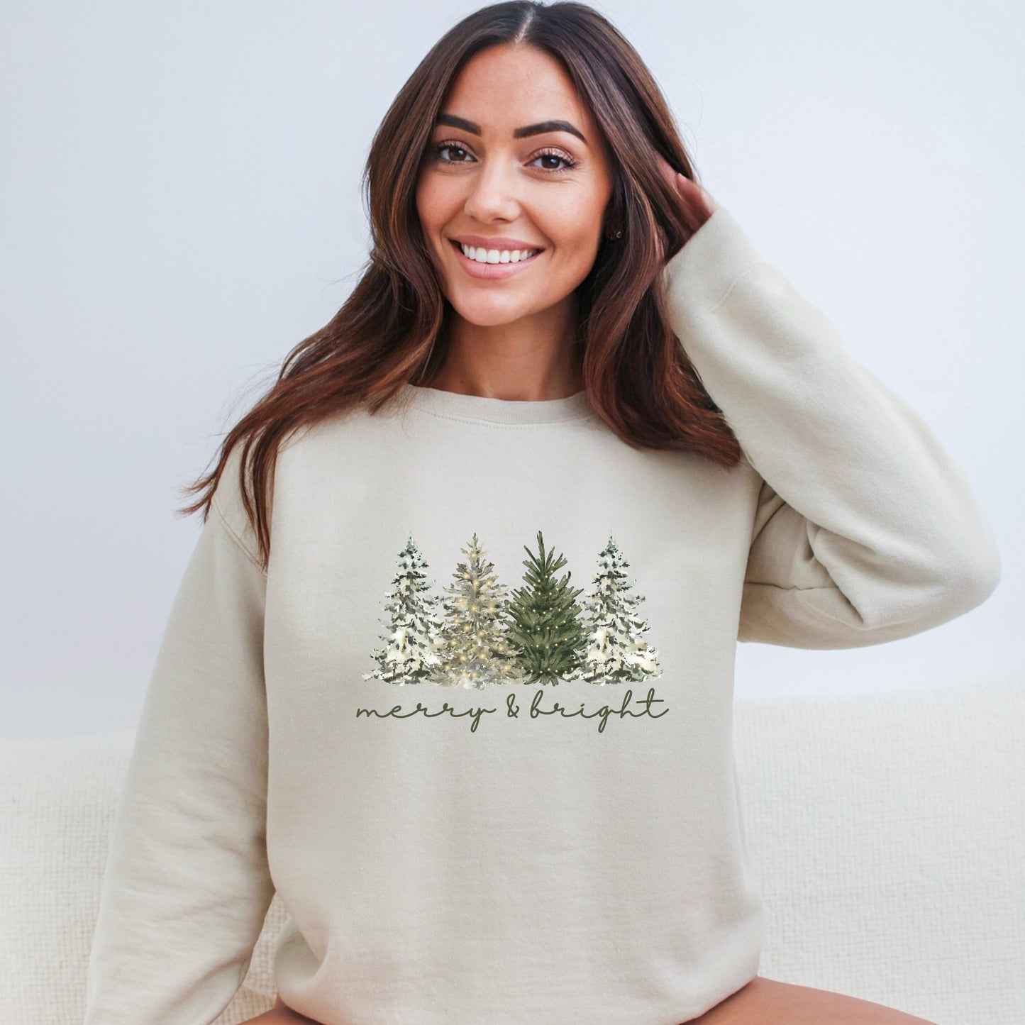 Merry & Bright - Christmas Trees on Heavy Cotton Crewneck