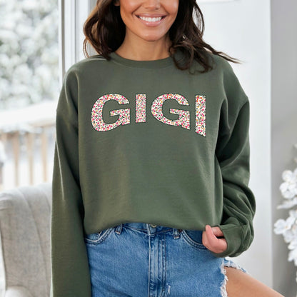 Tiny Flowers Heavy Blend Crewneck for Grandma - Choice of Name and Flowers