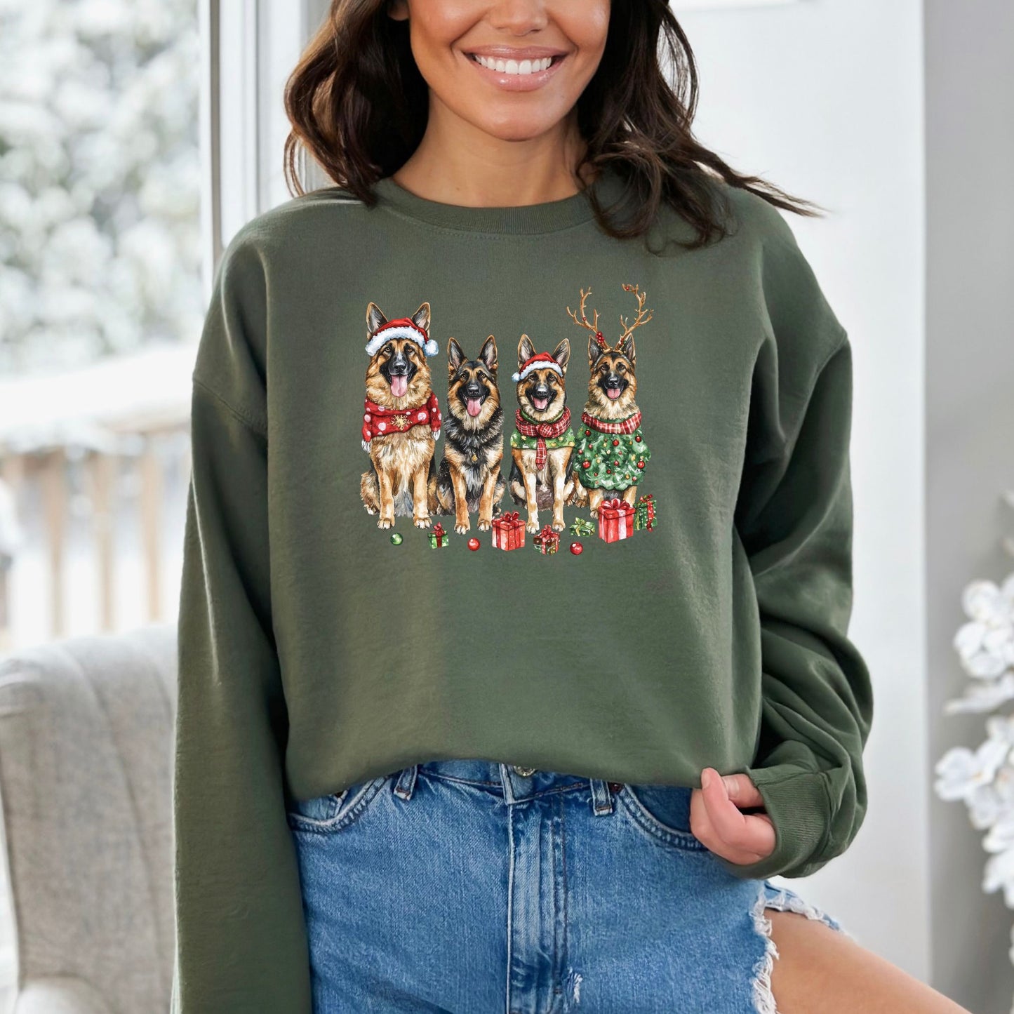Merry Pups Holiday Sweatshirt – Festive German Shepherds