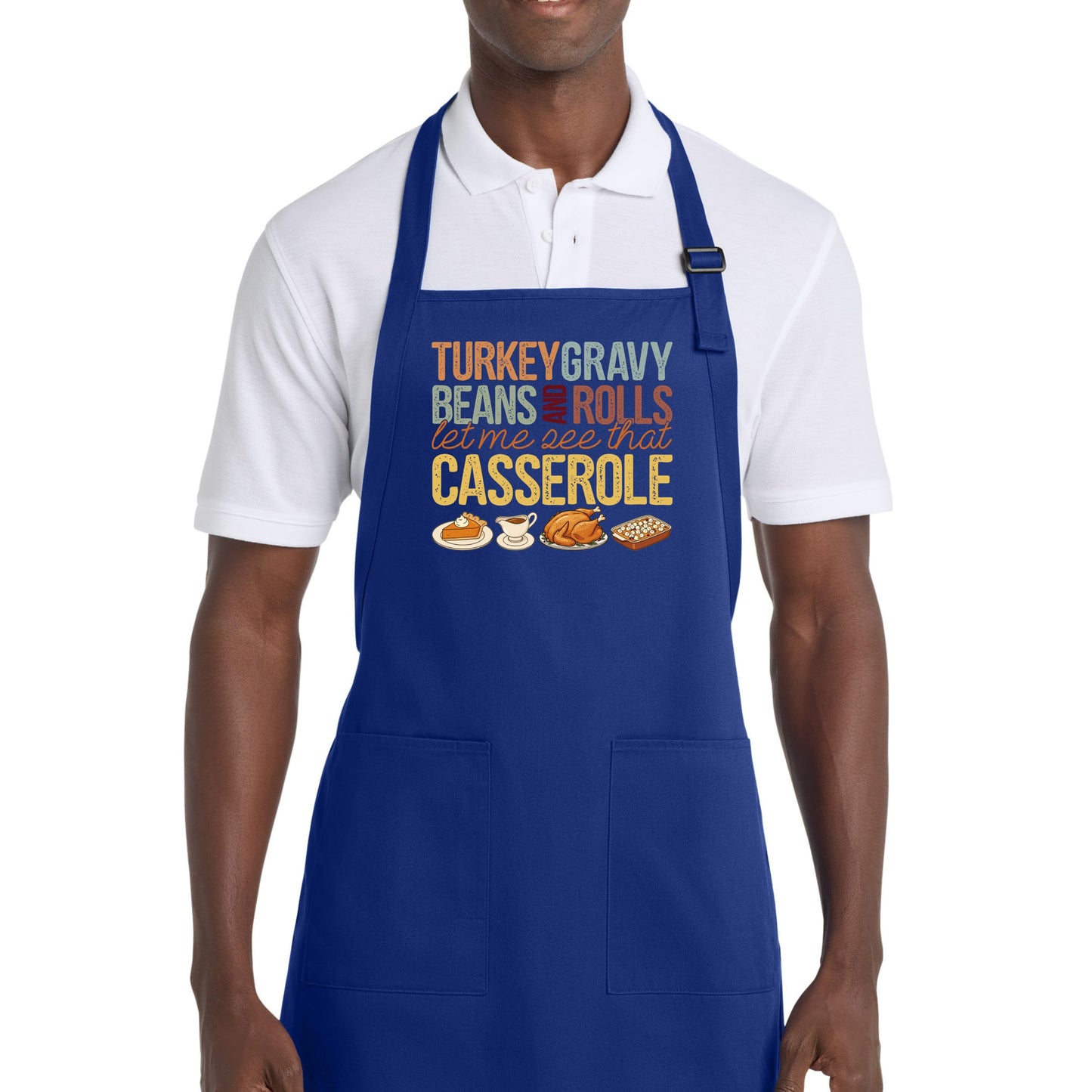 Turkey, Gravy, Beans & Rolls - Thanksgiving Port Authority® Full-Length Apron with Pockets